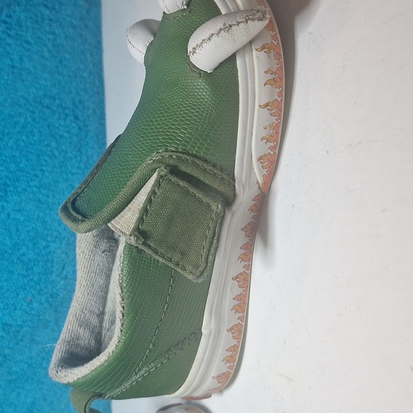 Toddler Vans Off The Wall Green Dragon Claw Reptile Slip-on with Velcro Size 7 - Picture 11 of 13